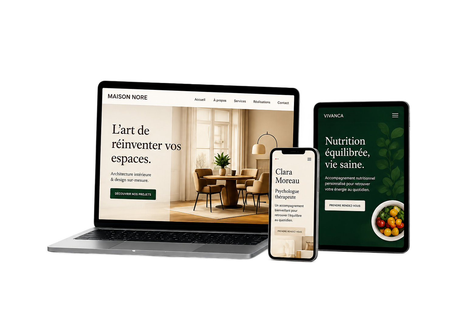 Aperçu d'un site internet moderne
